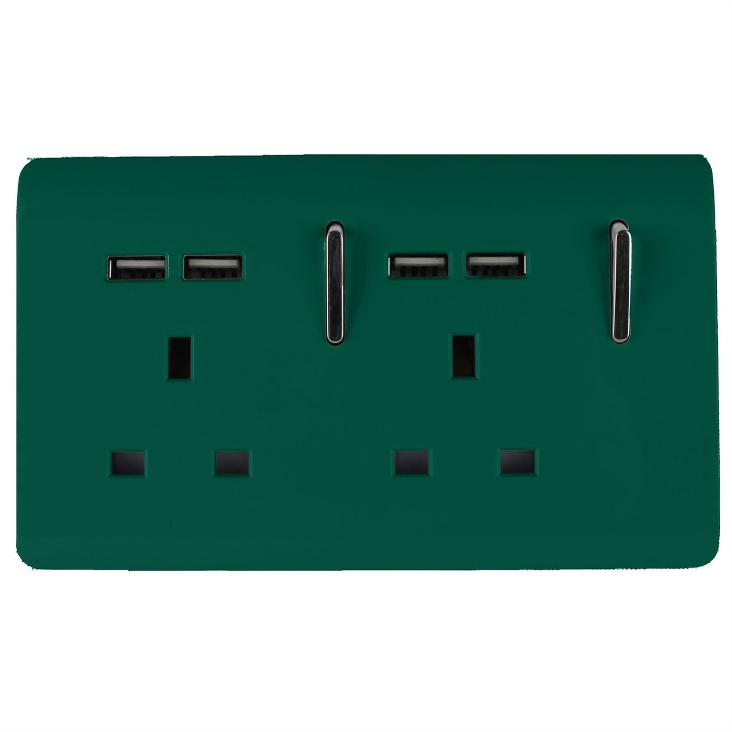 Trendi Switch 2 Gang 4 Port USB 2100mA Plug Socketin Dark Forest Green