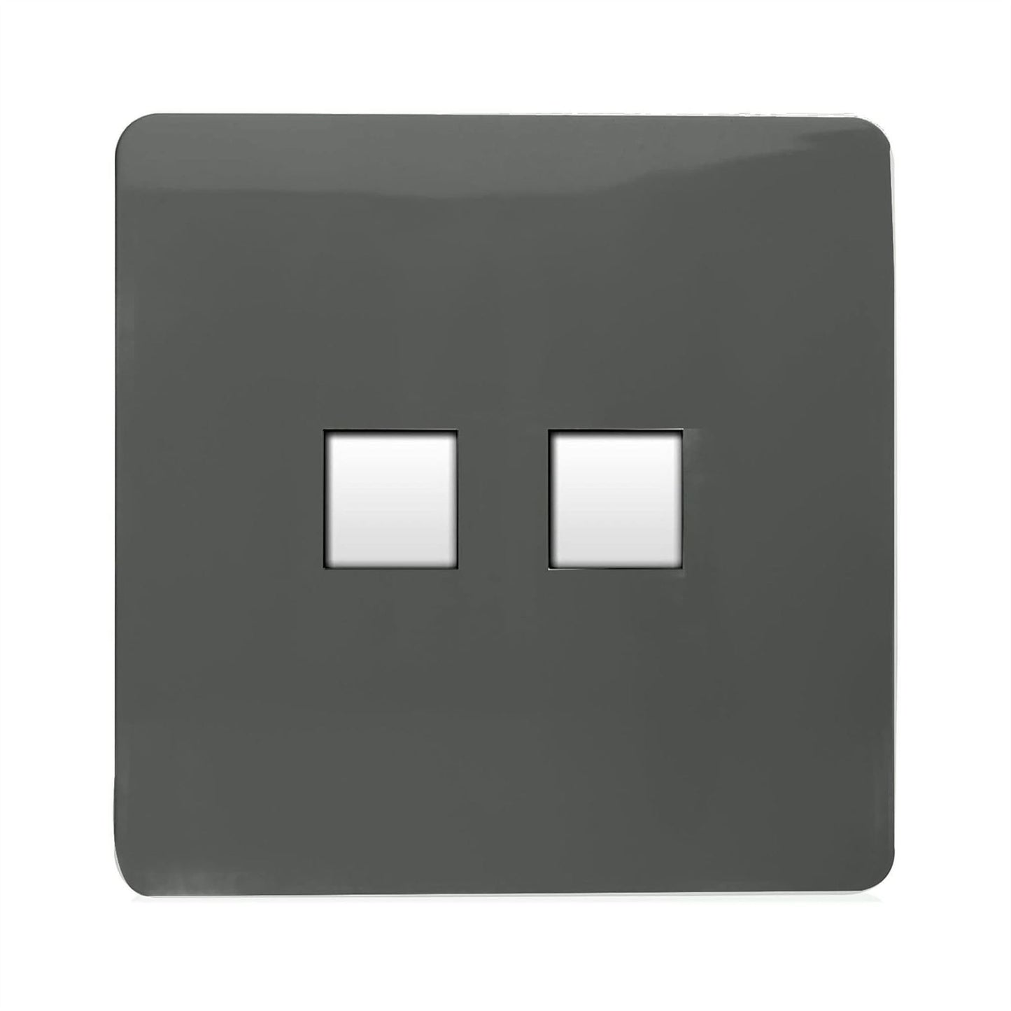 Trendi Switch 2 Gang RJ45 Cat 5e PC Ethernet Socketin Charcoal Grey