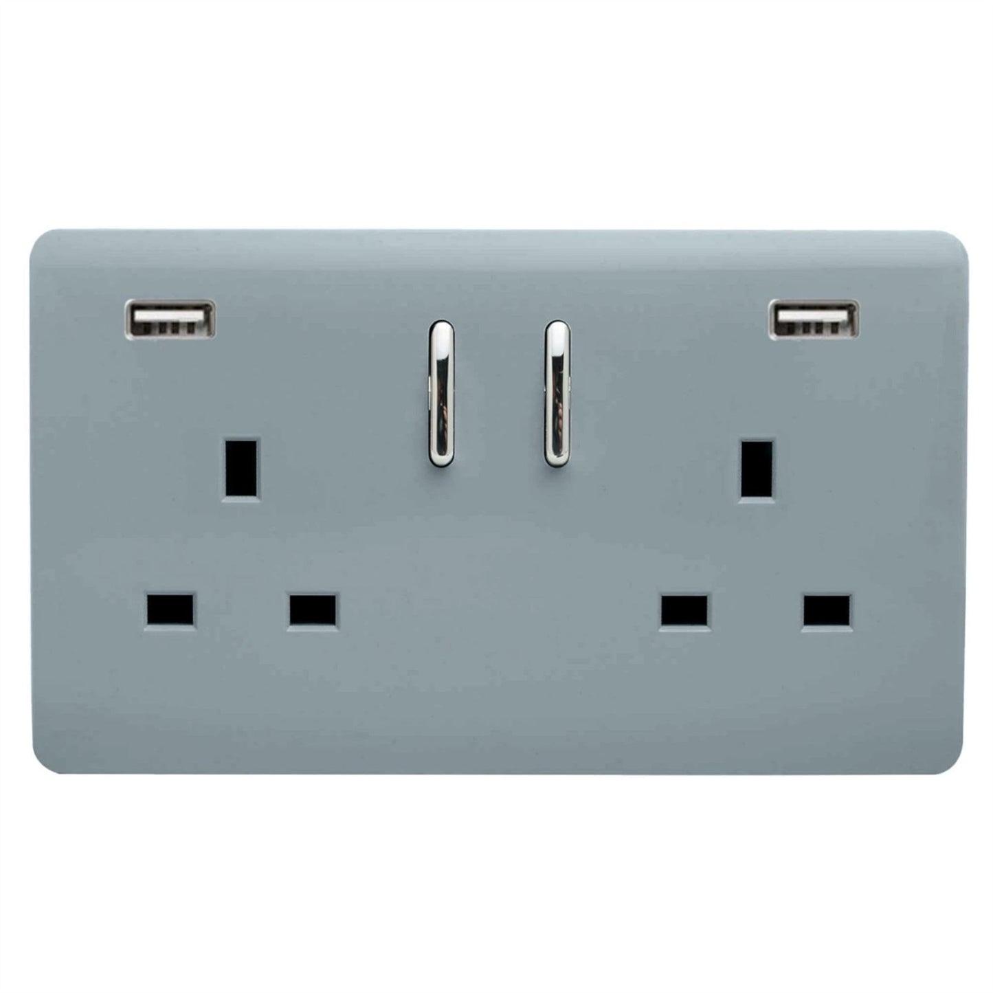Trendi Switch 2 Gang USB 3100mA Plug Socketin Cool Grey