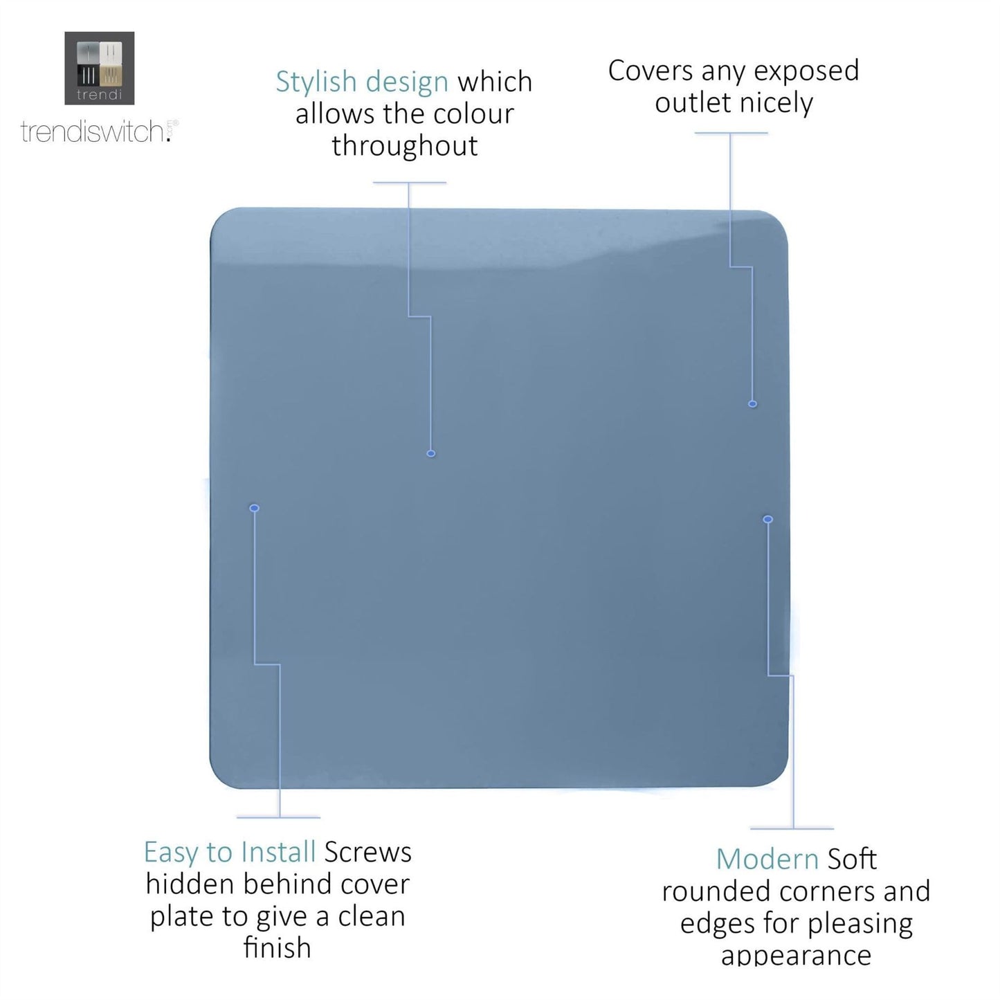 Trendi Switch Single Blanking Platein Sky Blue
