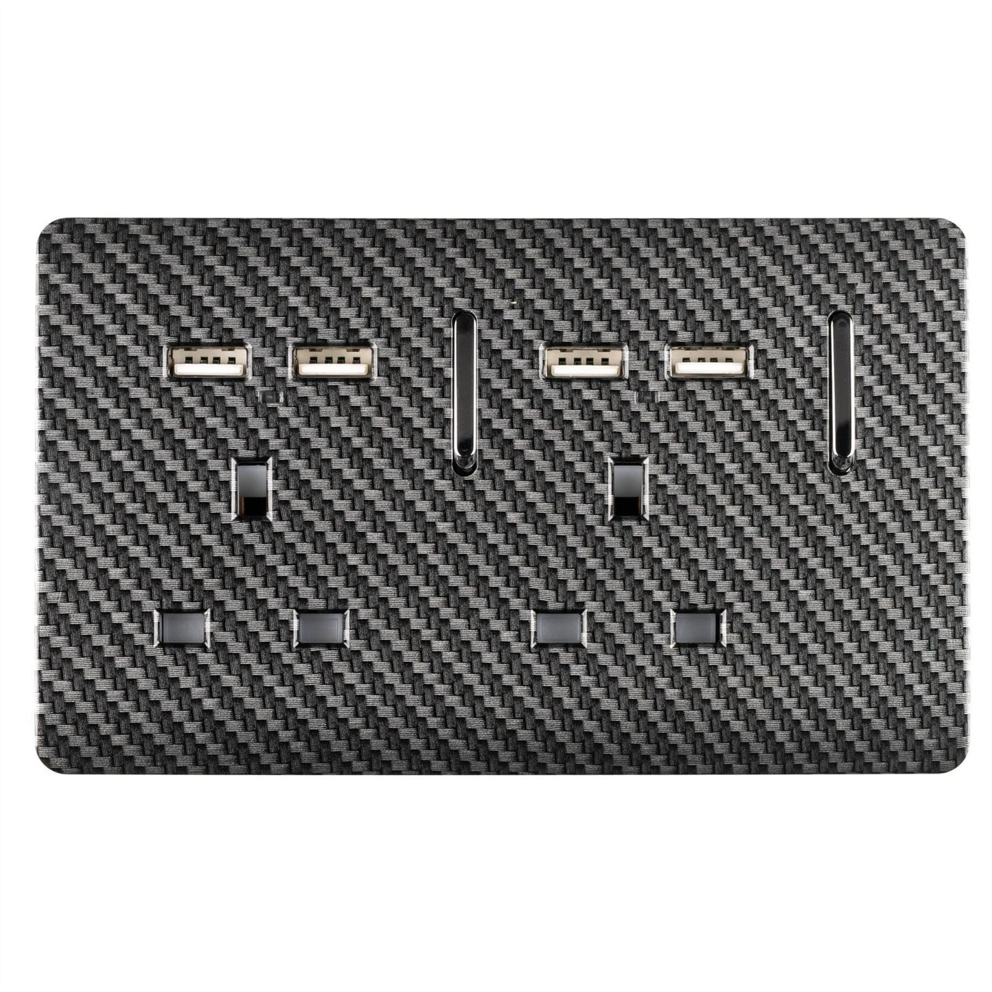 Trendi Switch 2 Gang 4 Port USB 2100mA Plug Socketin Carbon Fibre