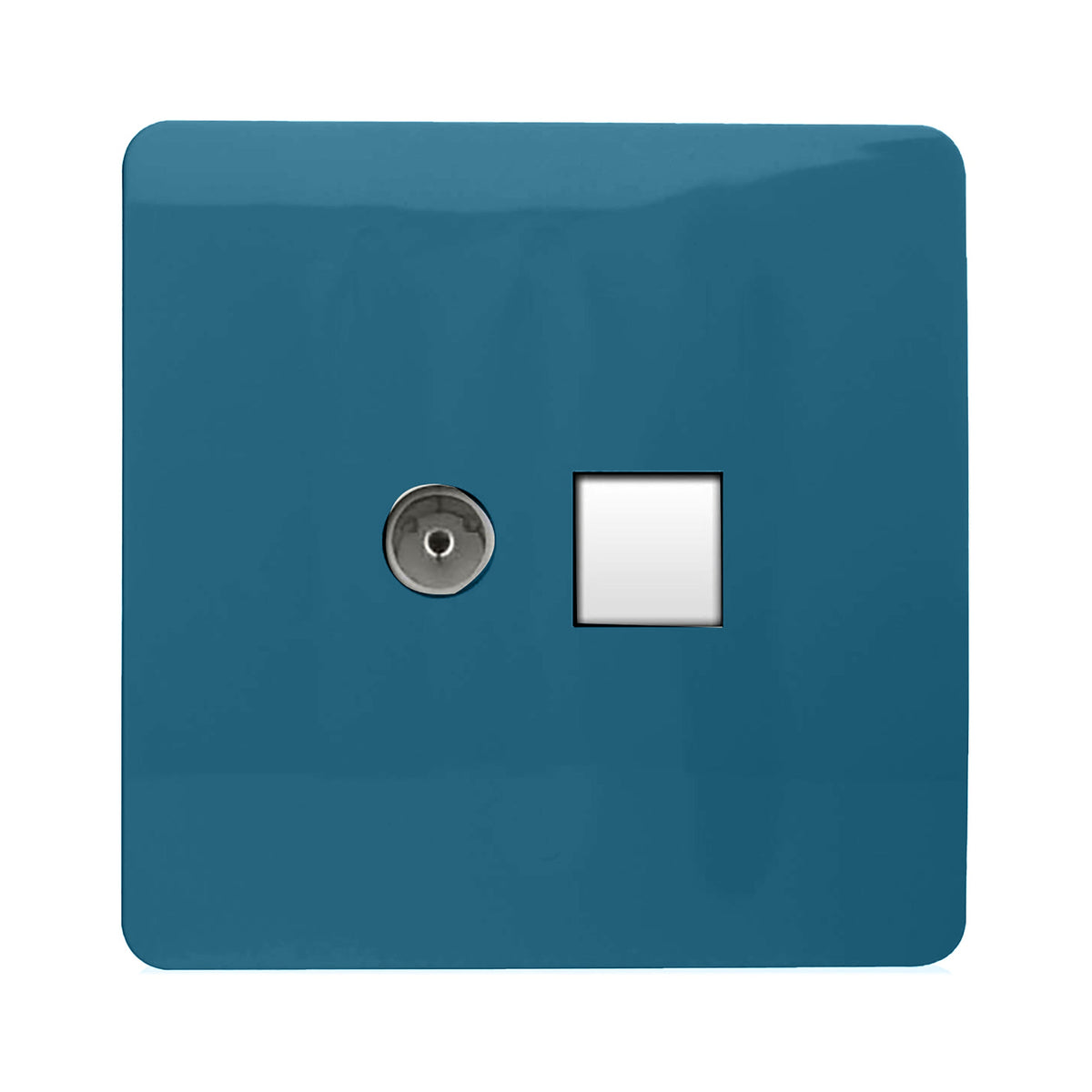 2 Gang TV Co-Axial & RJ45 Cat 6 PC Ethernet Sockets