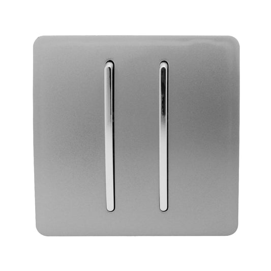 Trendi Switch 2 Gang Retractive Doorbell Switchin Light Grey
