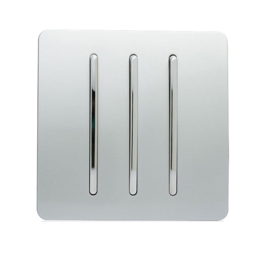 Trendi Switch 3 Gang 1 or 2 way Rocker Light Switchin Platinum Silver