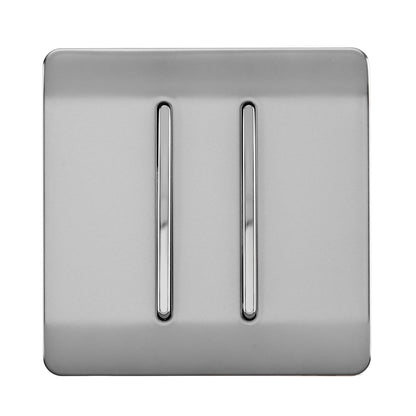 Trendi Switch 2 Gang 1 or 2 way Rocker Light Switch in Brushed Steel