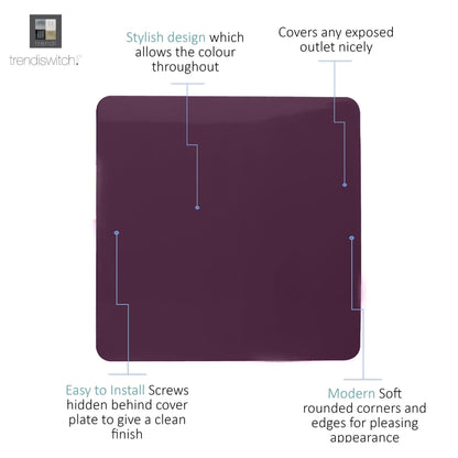 Trendi Switch Single Blanking Plate in Plum Purple