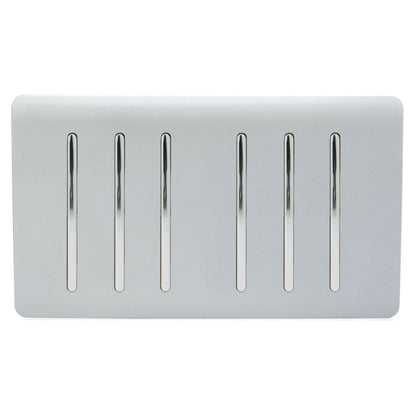 Trendi Switch 6 Gang 1 or 2 Way Light Switch in Platinum Silver