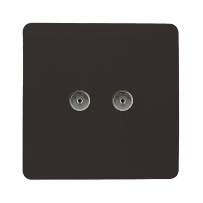 Trendi Switch 2 Gang Female Co-Axial Television Socket in Dark Mocha Brown