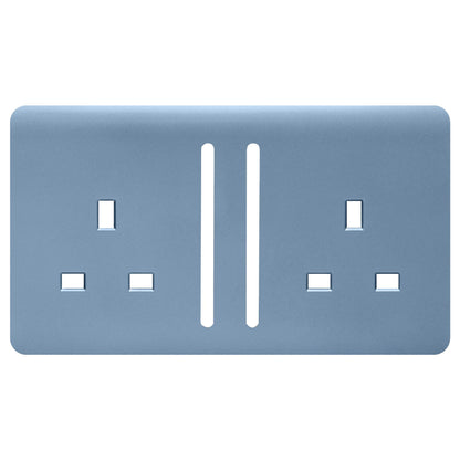 Trendi Switch 2 Gang Long Switched Spare Faceplate For Modern Designer Plug Socket in Sky Blue