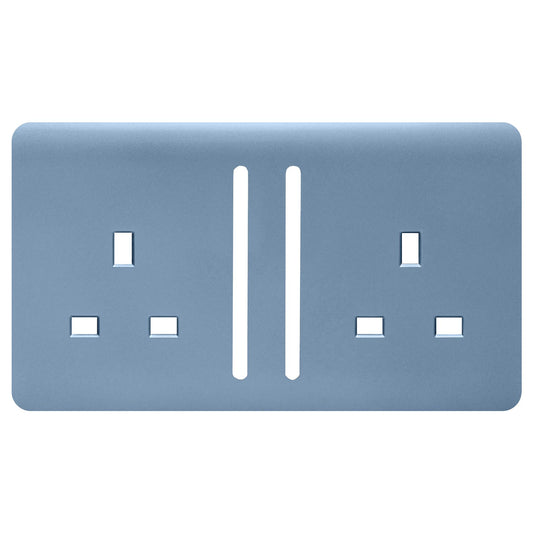 Trendi Switch 2 Gang Long Switched Spare Faceplate For Modern Designer Plug Socket in Sky Blue