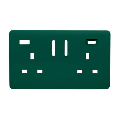 Trendi Switch 2 Gang Type A&C USB Spare Faceplate For Modern Designer Plug Socket in Dark Forest Green