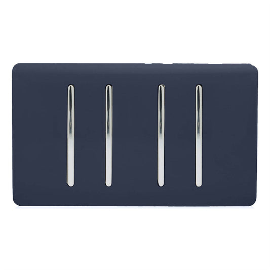 Trendi Switch 4 Gang 1 or 2 Way Light Switchin Navy Blue