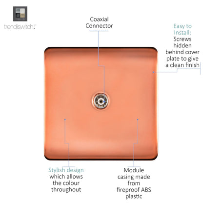Trendi Switch 1 Gang Female Co-Axial Television Socket in Copper