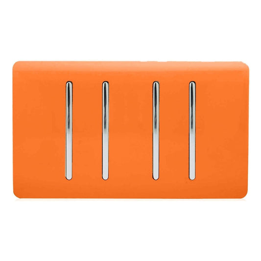 Trendi Switch 4 Gang Spare Twin Faceplate for Modern Designer Light Switch in Sunset Orange
