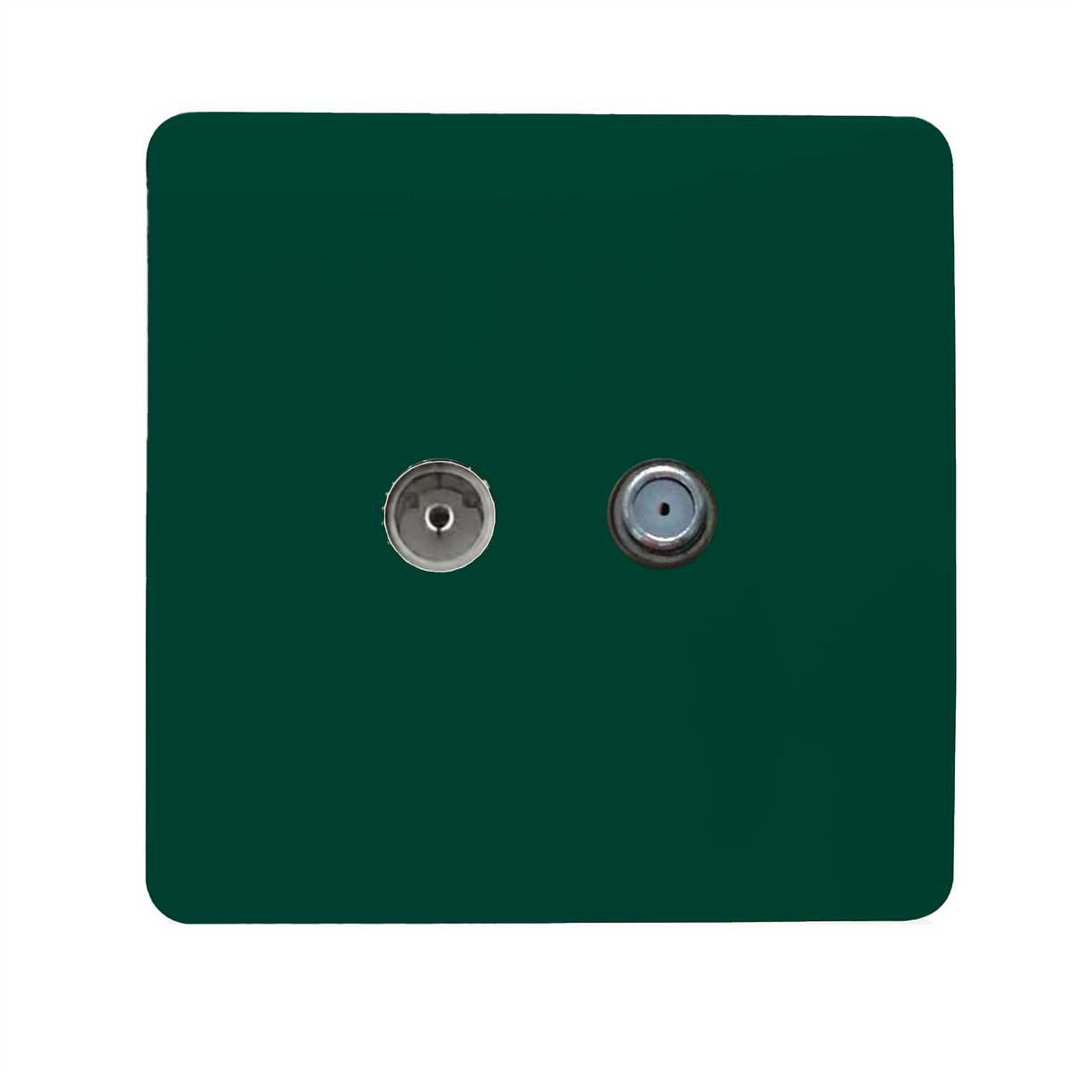 Trendi Switch TV Co-Axial & F-Type Satellite Socket in Dark Forest Green