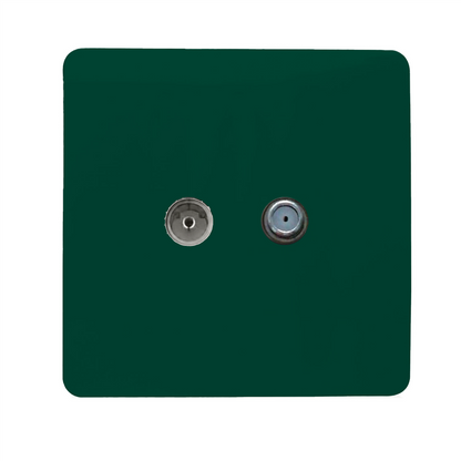 Trendi Switch TV Co-Axial & F-Type Satellite Socket in Dark Forest Green