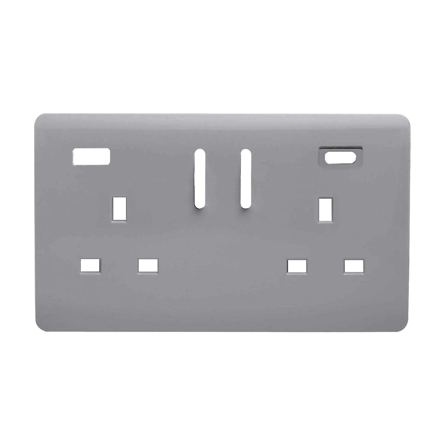Trendi Switch 2 Gang Type A&C USB Spare Faceplate For Modern Designer Plug Socket in Platinum Silver
