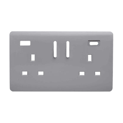 Trendi Switch 2 Gang Type A&C USB Spare Faceplate For Modern Designer Plug Socket in Platinum Silver