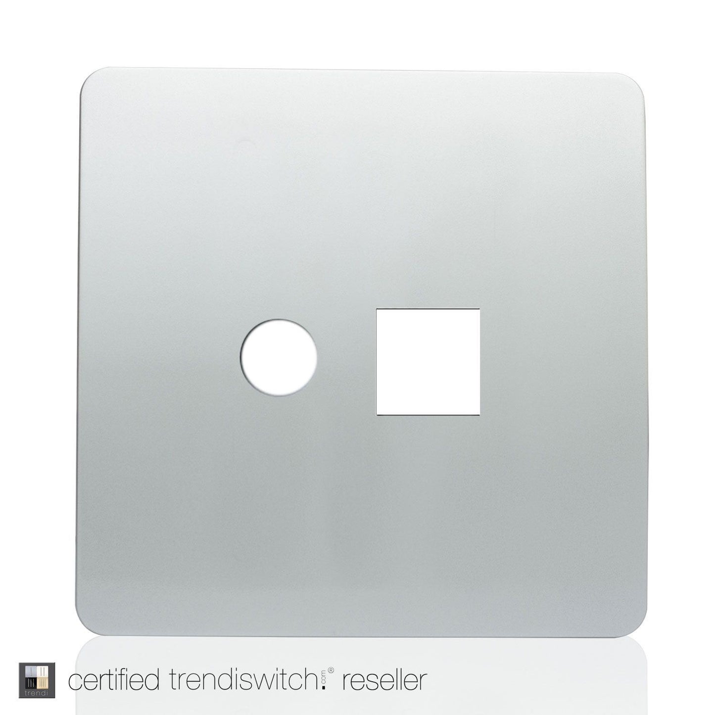 Trendi SPARE FACEPLATE For TV Co-axial + PC RJ45 Cat 5e/6 Ethernet Socket Silver