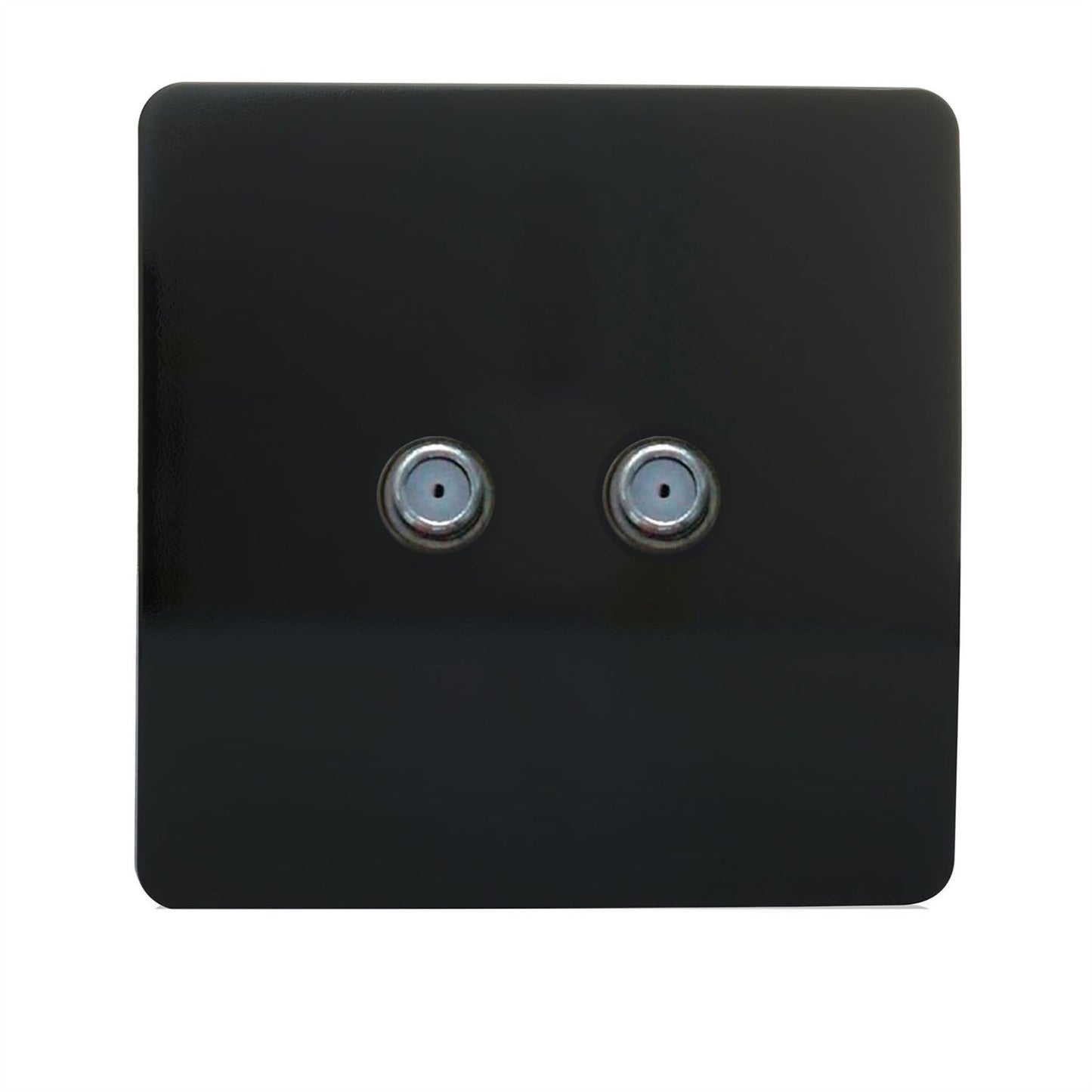 Trendi Switch 2 Gang Male F-Type Satellite Television Socketin Piano Black