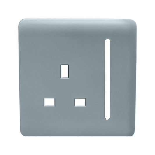 Trendi Switch 1 Gang 13 Amp Switched Spare Faceplate For Modern Designer Plug Socket in Cool Grey