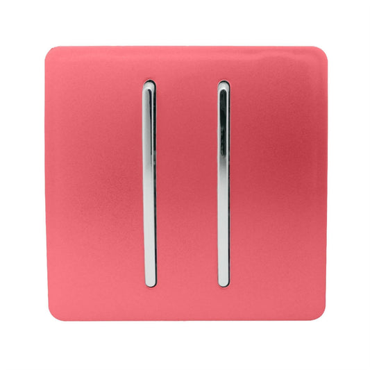 Trendi Switch 2 Gang Rocker Light Switch (1x 1 or 2 way & 1x Intermediate)in Strawberry Red