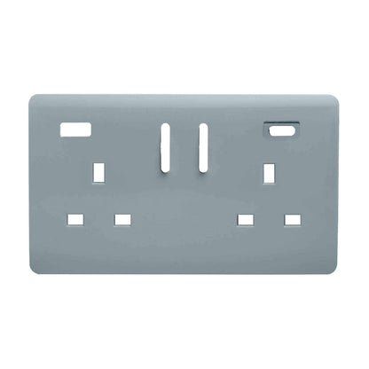 Trendi Switch 2 Gang Type A&C USB Spare Faceplate For Modern Designer Plug Socket in Cool Grey