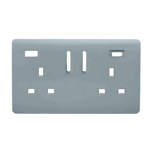 Trendi Switch 2 Gang Type A&C USB Spare Faceplate For Modern Designer Plug Socket in Cool Grey