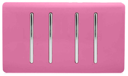 Trendi Switch 4 Gang Intermediate Rocker Light Switch in Candy Pink