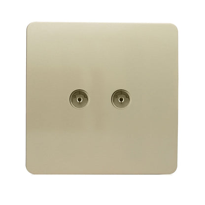 Trendi Switch 2 Gang Female Co-Axial Television Socket in Champagne Gold