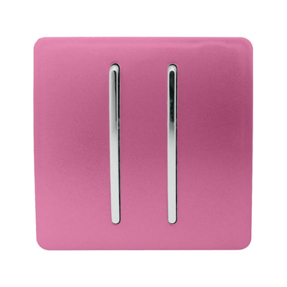 Trendi Switch 2 Gang Rocker Light Switch (1x 1 or 2 way & 1x Intermediate)in Candy Pink