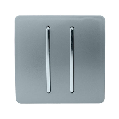 Trendi Switch 2 Gang Retractive Home Automation Switch in Cool Grey