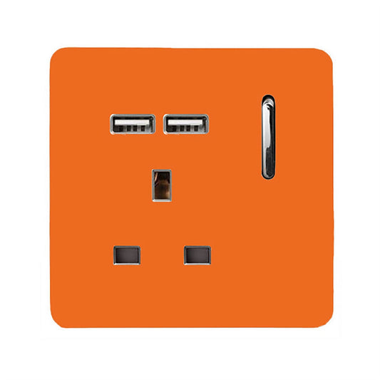 Trendi Switch 1 Gang USB 2100mA Plug Socketin Sunset Orange