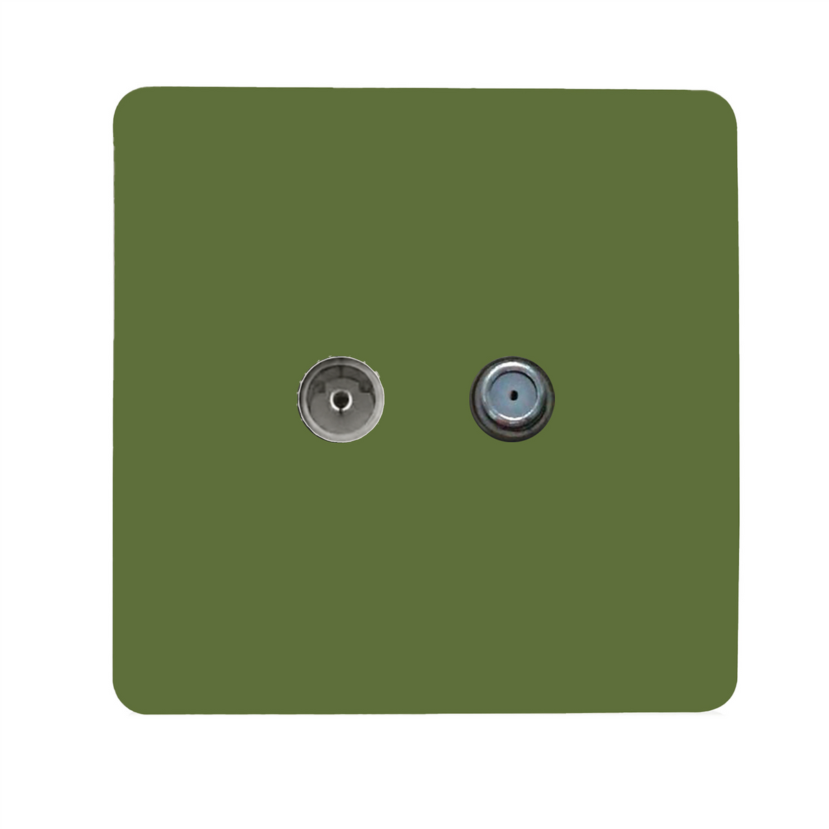 Trendi Switch TV Co-Axial & F-Type Satellite Socket in Moss Green
