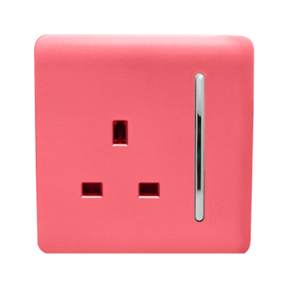 Trendi Switch 1 Gang 13 Amp Switched Plug Socket in Strawberry Red
