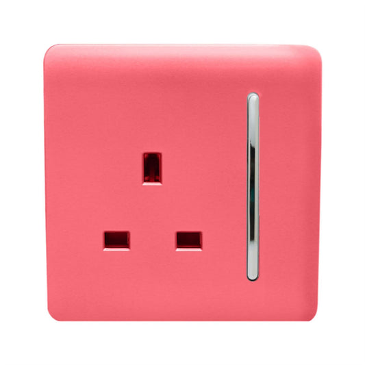 Trendi Switch 1 Gang 13 Amp Switched Plug Socketin Strawberry Red