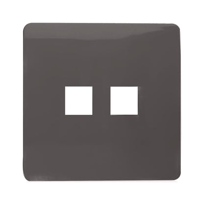 Trendi Switch 2 Gang Spare Faceplate For Modern Designer Telephone Slave Socket in Dark Mocha Brown