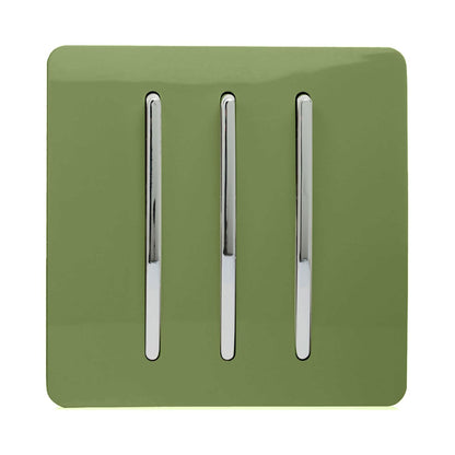 Trendi Switch 3 Gang 1 or 2 way Rocker Light Switch in Moss Green