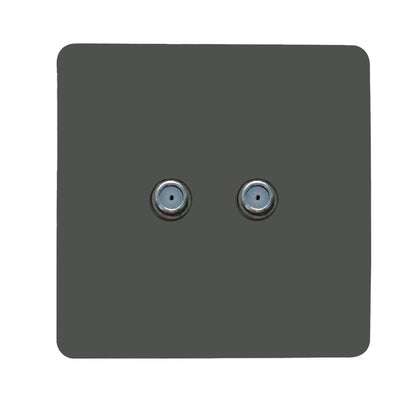 Trendi Switch 2 Gang Male F-Type Satellite Television Socket in Charcoal Grey