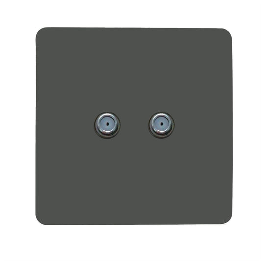 Trendi Switch 2 Gang Male F-Type Satellite Television Socketin Charcoal Grey