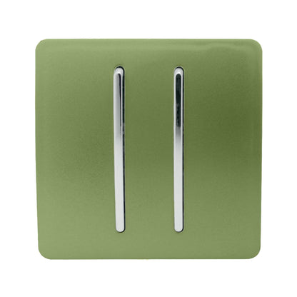Trendi Switch 2 Gang Rocker Light Switch (1x 1 or 2 way & 1x Intermediate)in Moss Green