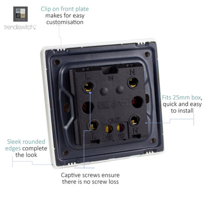 Trendi Switch 1 Gang 45 Amp Cooker Switch with Neon in Carbon Fibre