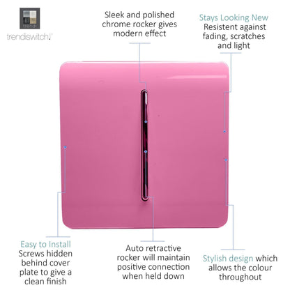 Trendi Switch 1 Gang Retractive Home Automation Switch in Candy Pink
