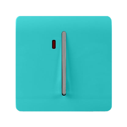 Trendi Switch 1 Gang 45 Amp Cooker Switch with Neon in Bright Teal