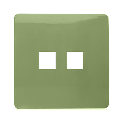 Trendi Switch 2 Gang Spare Faceplate For Modern Designer Telephone Slave Socket in Moss Green