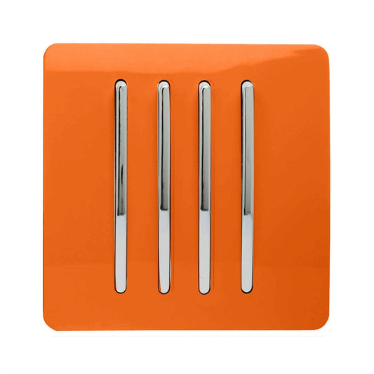 Trendi Switch 4 Gang 1 or 2 way Rocker Light Switchin Sunset Orange