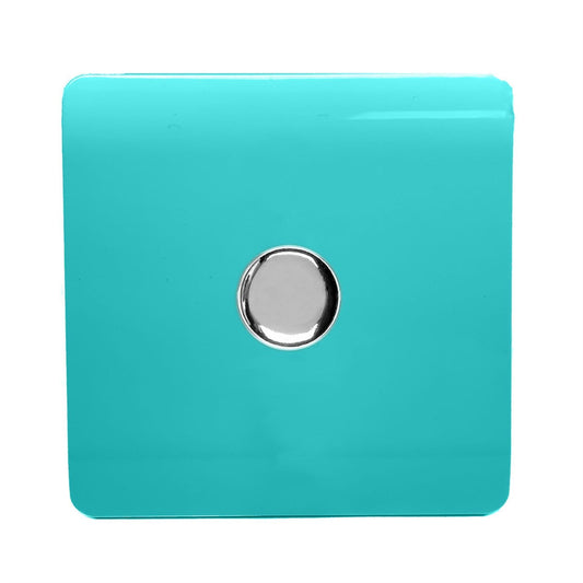 Trendi Switch 1 Gang 1 or 2 way 150w Rotary LED Dimmer Light Switchin Bright Teal