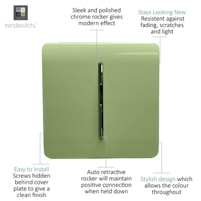 Trendi Switch 1 Gang Retractive Home Automation Switch in Moss Green