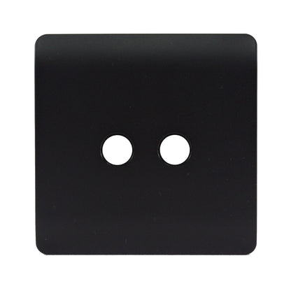 Trendi Switch 2 Gang Spare Faceplate For Co-Axial Modern Designer Television Socket in Matt Black