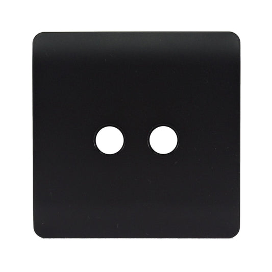 Trendi Switch 2 Gang Spare Faceplate For Co-Axial Modern Designer Television Socket in Matt Black